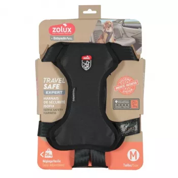 Šunų petnešos ZOLUX TRAVEL SAFE M juodos — dydis M, kelioninės saugos petnešos
