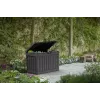 Lauko sandėliavimo dėžė Keter Kentwood 190L — 190 litrų, grafito spalvos, atverčiamas dangtis, 823×457×577 mm