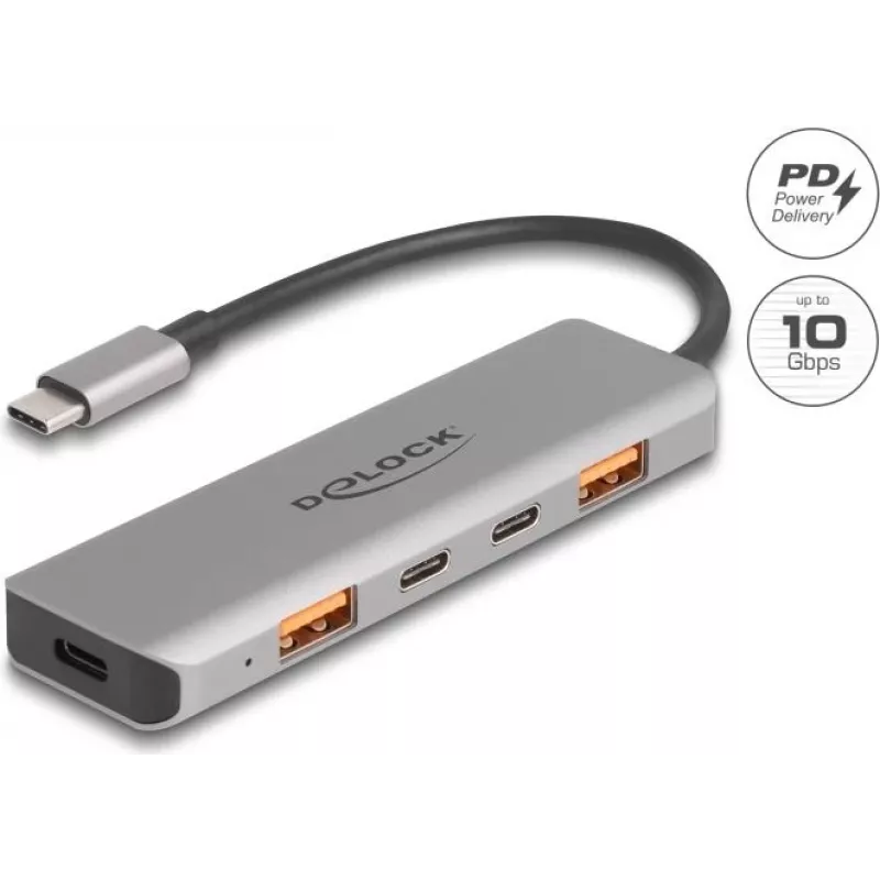 DeLOCK 64302 nešiojamojo kompiuterio dokas Laidinis USB 3.2 Gen 2 Type-C Pilka 95W