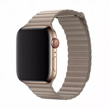 Odinis kilpinis dirželis Apple Watch 44mm — Devia Elegant Stone, odinis magnetinis užsegimas