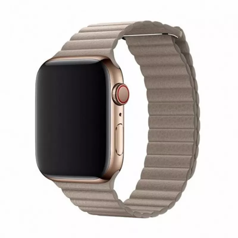 Odinis kilpinis dirželis Apple Watch 44mm — Devia Elegant Stone, odinis magnetinis užsegimas