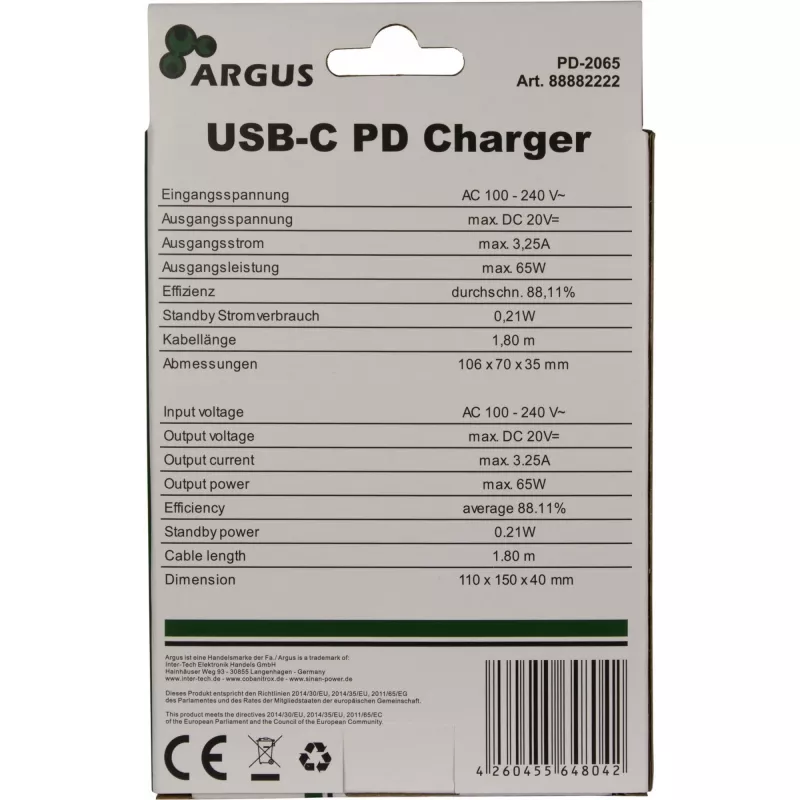 Įkroviklis Inter-Tech PD-2065 Universalus Juodas AC Patalpose
