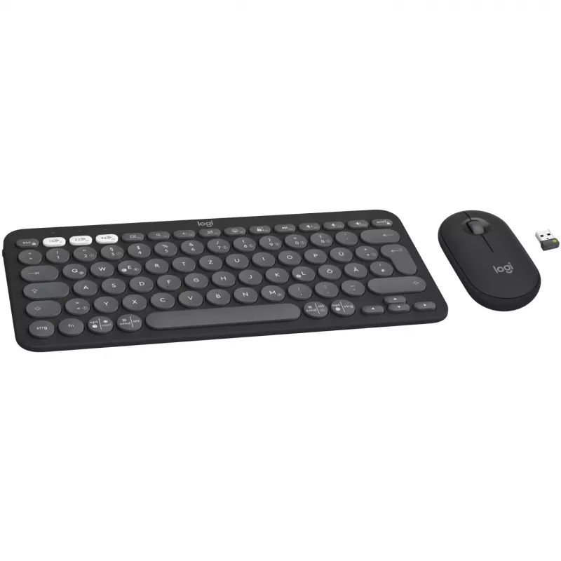 Logitech Pebble 2 Combo belaidė klaviatūra ir pelė QWERTZ vokiška grafito spalva