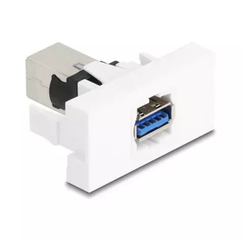 „Keystone“ modulis DELOCK 90910 — plokščia USB A jungtis, balta, 45×22,5×42,6 mm