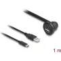 “DeLOCK” USB 2.0 kabelis USB Type-A kištukas ir USB Type-C patinas į USB Type-A lizdas 90° kampuotas ir USB Type-C patelė 90° kampuotas 1 m juodas