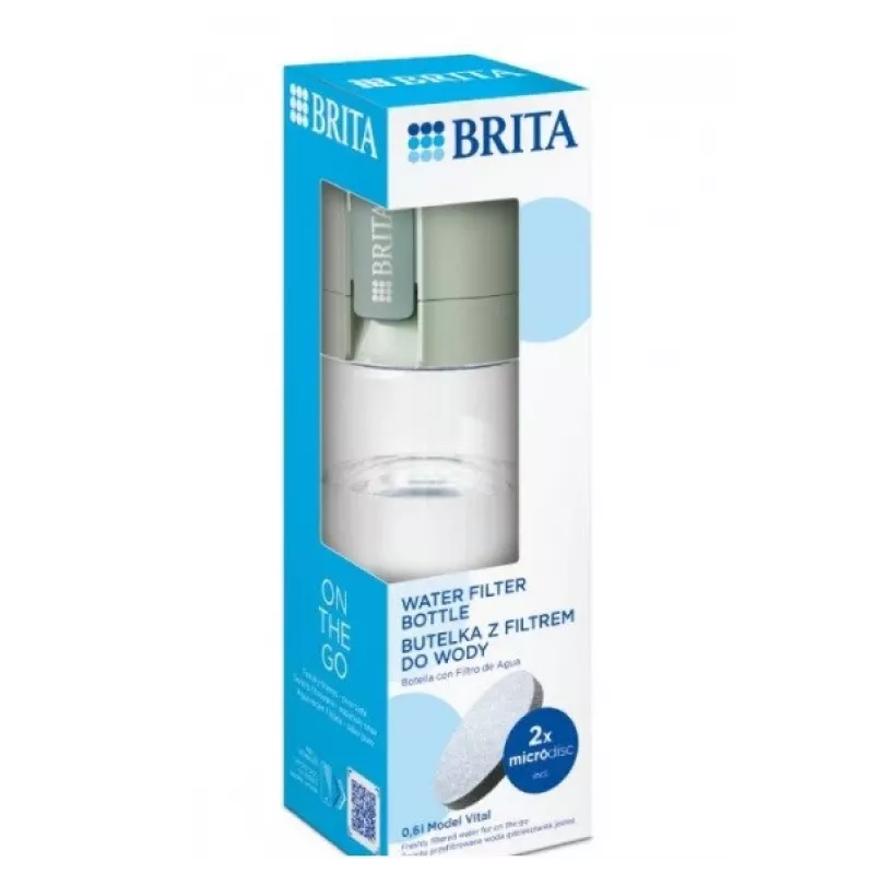 Filtravimo butelis BRITA Vital pastelinis žalias 600 ml su 5 MicroDisc filtrų diskais (BRITA 1059295)