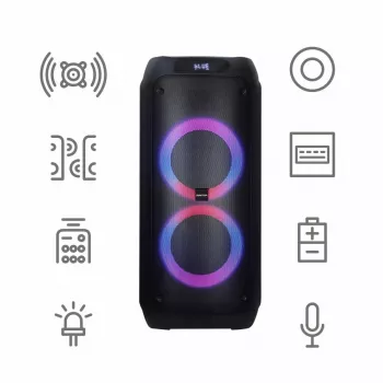 Nešiojama kolonėlė MANTA ATTIS SPK0802 120 W, Bluetooth, laidinis įvestis, įkraunama, FM, LED lemputės