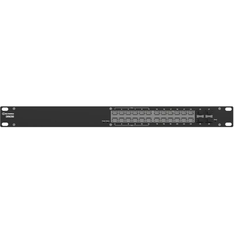 TELTONIKA NETWORKS SWM280 Profinet L2+ valdomas komutatorius 24x bendra ETH 12x POE prievadų 4x SFP prievadai (SWM280000201)