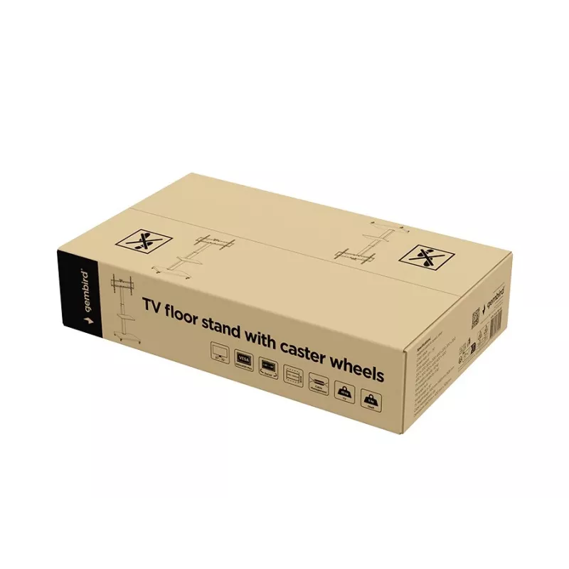 Gembird TVS-75S-02 TV grindų stovas su ratukais, 37 - 75, juodas