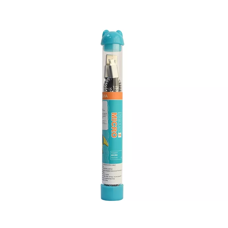 Micro USB laidas Devia Tube 5V 2.1A 1M juodas