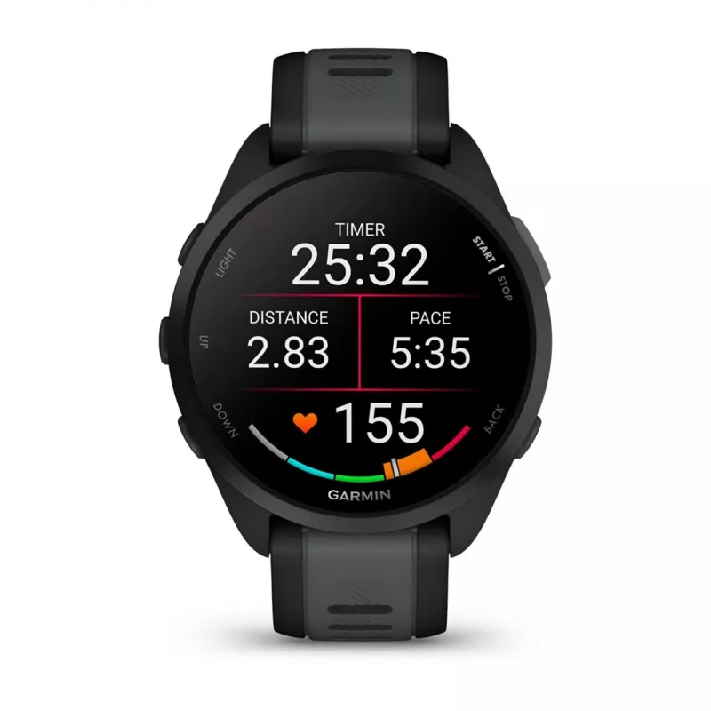 Garmin Forerunner 165 Music - Juoda - Sportinis laikrodis su dirželiu - Silikonas - Tamsiai pilka - Riešo dydis: 126-203 mm - Ekranas 3 cm (1.2) (010-02863-30)