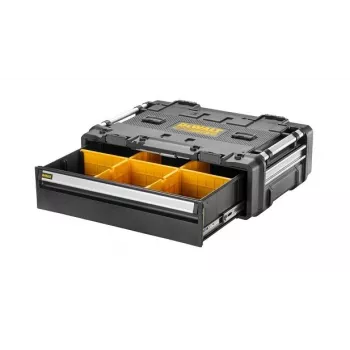 DeWalt DWST08510-1 įrankių dėžė — aliuminio ir plastiko konstrukcija, juoda/geltona