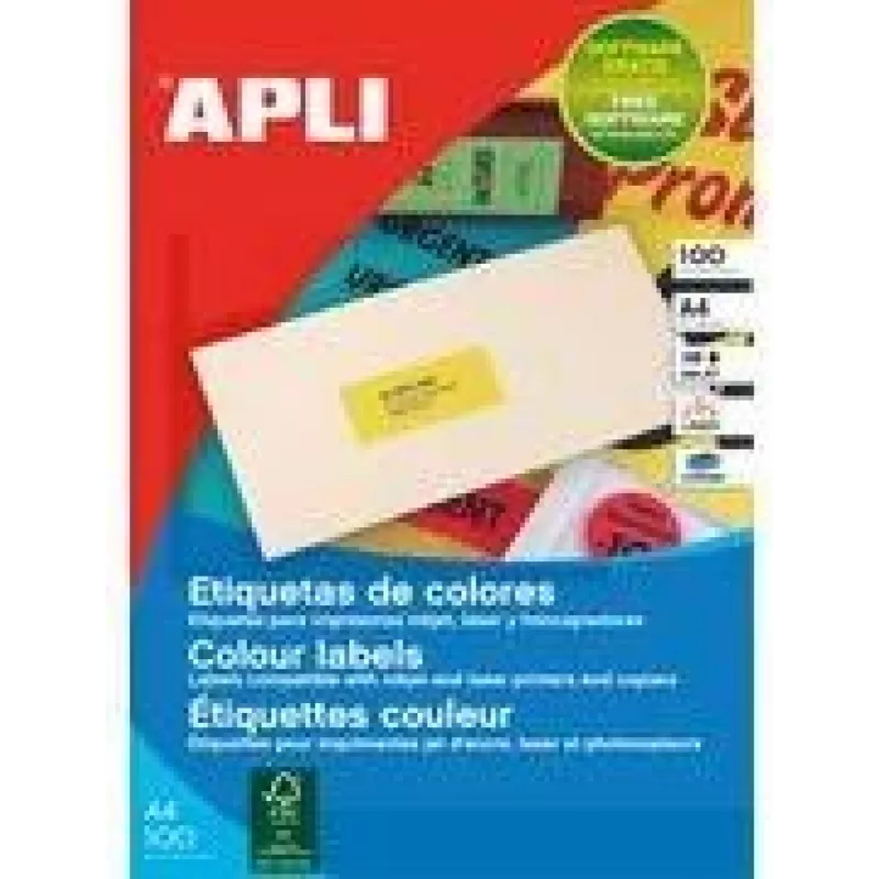 Agipa spalvota universali etiketė 100 A4 70 x 31 geltona