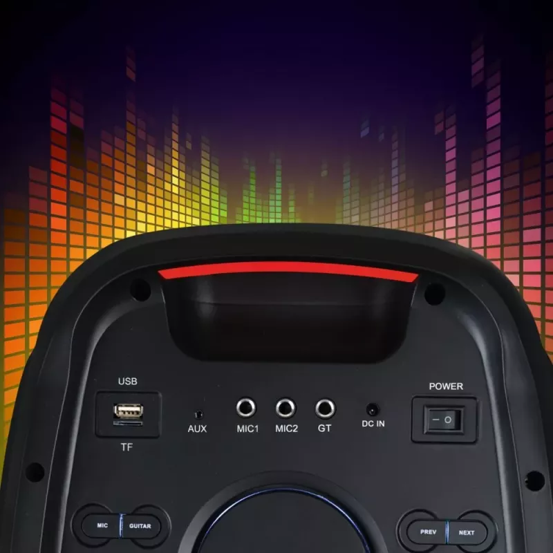 Nešiojama kolonėlė MANTA ATTIS SPK0802 120 W, Bluetooth, laidinis įvestis, įkraunama, FM, LED lemputės