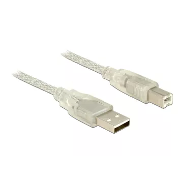 USB kabelis DeLOCK 83896 USB 2.0 5 m USB A USB B Skaidrus