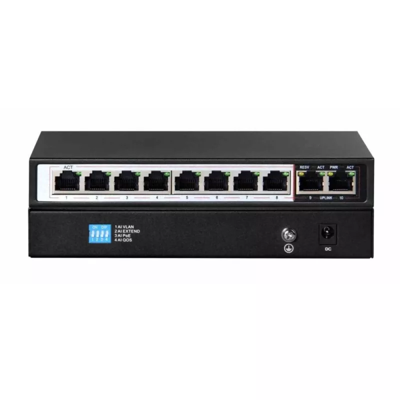 Extralink PoE jungiklis CERES 8x 100Mb/s PoE/PoE+, 2x RJ45 Uplink 100Mb/s, 96W