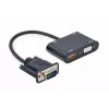 Vaizdo kabelio adapteris GEMBIRD A-VGA-HDMI-02 0,15 m — HDMI + VGA (D-Sub) jungtis (moteriška) į VGA (D-Sub) jungtį (vyriška), juoda