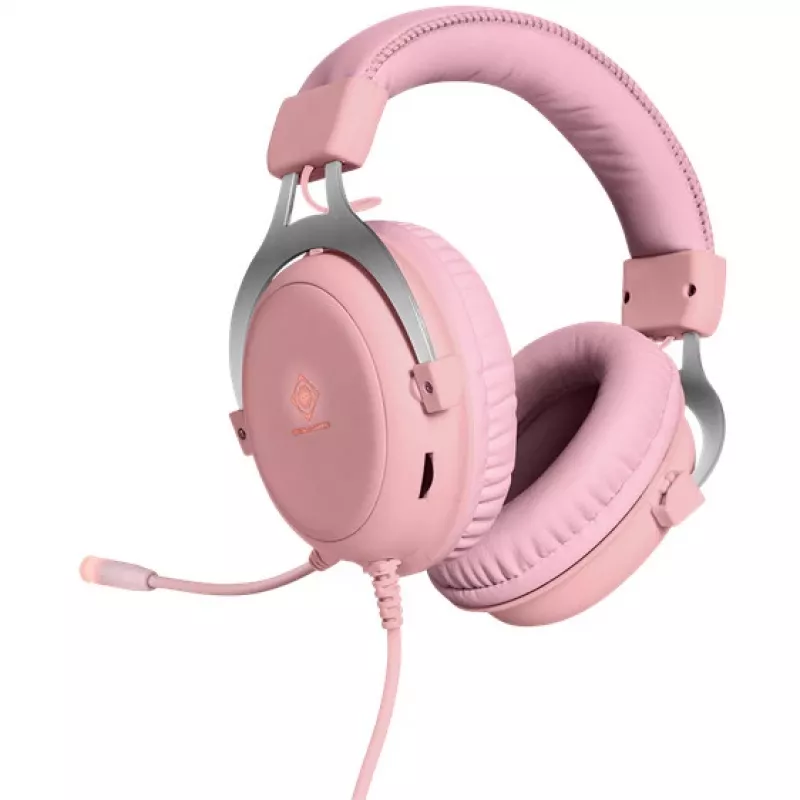 Deltaco GAM-030-P ausinės ir ausinių komplektas laidinės lankelio tipo žaidimų USB Type-A rožinės spalvos (GAM-030-P)