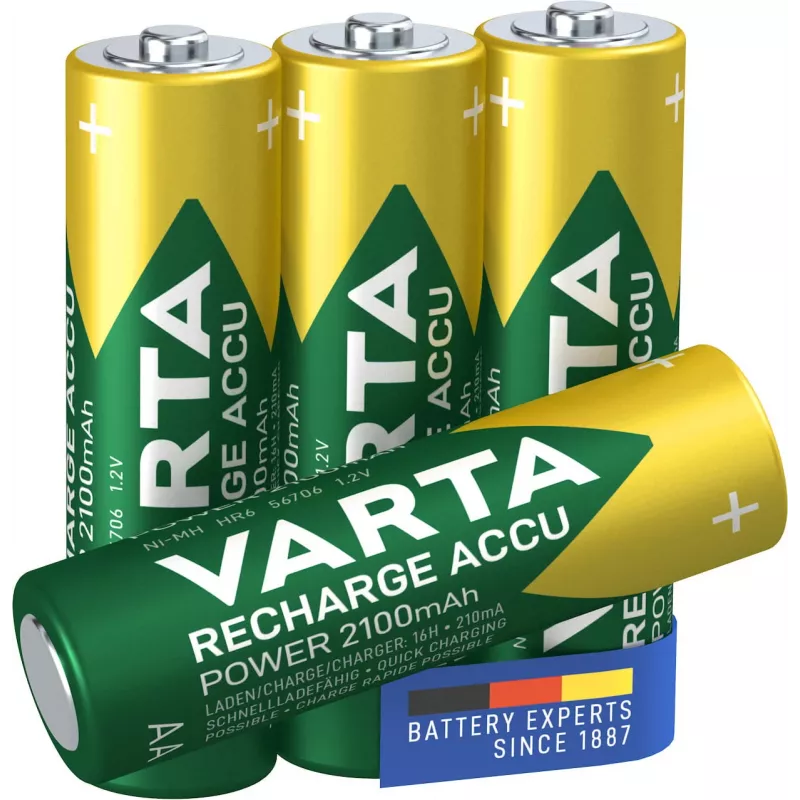 VARTA HR6 AA įkraunama baterija Accu Power 2100 mAh 56706 Įkraunamos baterijos 4 vnt. Žalia, Geltona