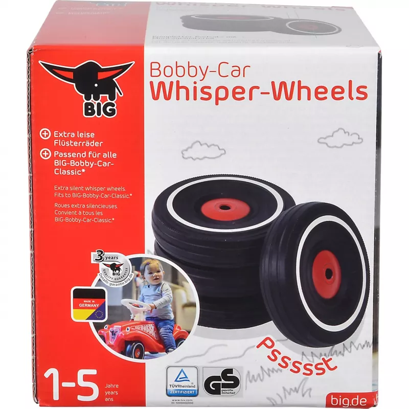 Važiuojamas žaislinis automobilis Simba-Dickie BIG Bobby-Car Whisper Wheels, mažo triukšmo ratų komplektas