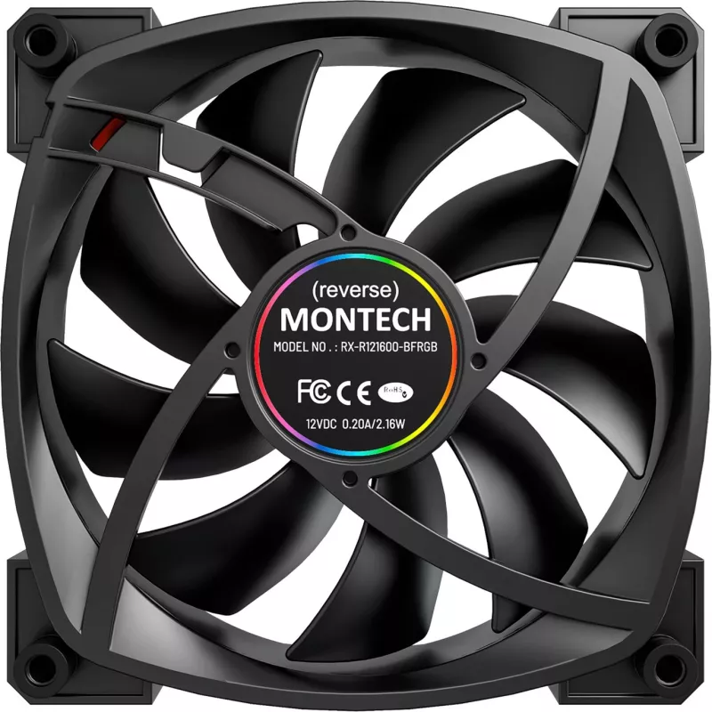 Ventiliatorius Montech RX120 PWM 12 cm Juodas 720–1760 RPM Rifle Bearing