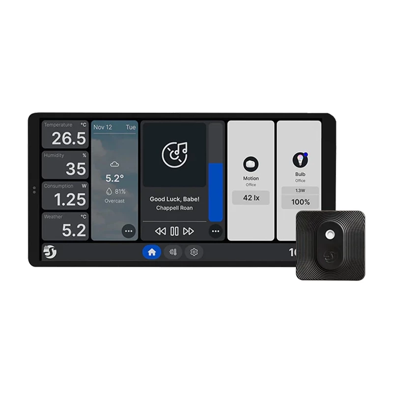 Sieninis ekranas Shelly Wall Display X2 WiFi/BLU juodas su D&J – dvigubas valdymo pultas