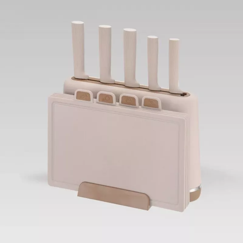 Maestro MR-1412-BEIGE peilių rinkinys su blokeliu + pjaustymo lentelių rinkinys, smėlinė