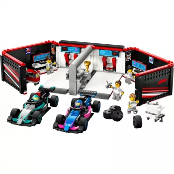 LEGO CITY 60444 F1 garažas su Mercedes-AMG ir Alpine automobiliais