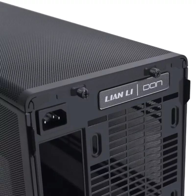 PC korpusas Lian Li A3-mATX Micro Tower — Micro-ITX/Micro-ATX, medžio spalva ir juoda, palaiko ATX/SFX/SFX-L maitinimo blokus