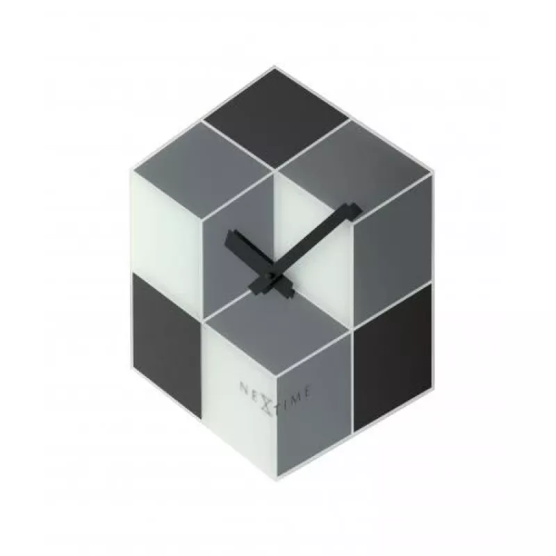 NeXtime klok 8171 Cubic, 43.5x37 cm, sieninis, juoda / balta / pilka