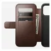 Nomad Modern Leather Folio mobiliojo telefono dėklas iPhone 17 Pro Max — ruda, oda, 6,3 colio ekranas, 4 kortelių kišenės