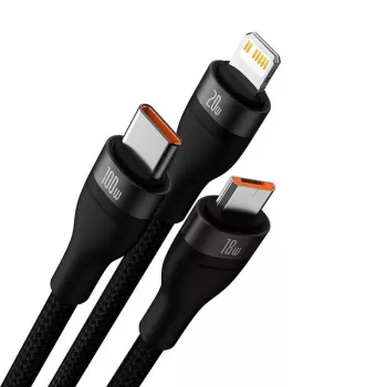 USB Laidas Baseus CASS030101 1.2m USB A/USB C USB C/Micro-USB B/Lightning Juodas