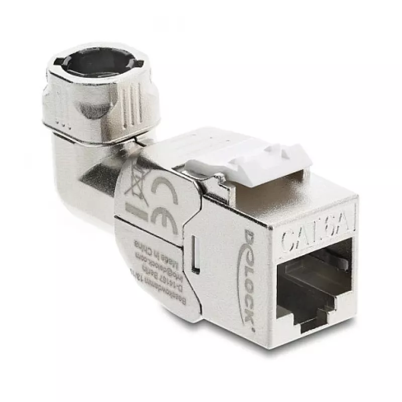 RJ45 Keystone modulio lizdas Cat.6A be įrankių 90° DELOCK 90800
