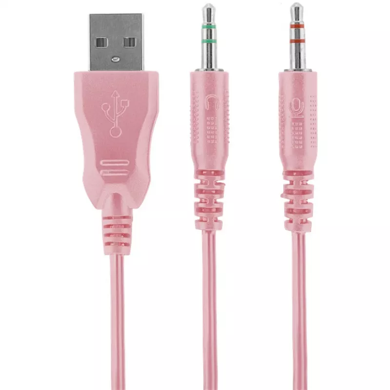 Deltaco GAM-030-P ausinės ir ausinių komplektas laidinės lankelio tipo žaidimų USB Type-A rožinės spalvos (GAM-030-P)
