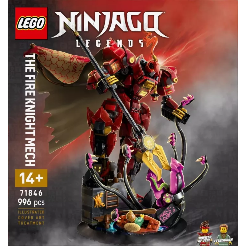 LEGO konstruktorius NINJAGO 71846 Ugnies riterio mecha, 996 dalys, 2 minifigūrėlės, judinamos galūnės, 260 mm aukštis