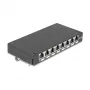 Patch panel DELOCK Mini Desktop RJ45 8 prievadų Cat.6A ekranuotas juodas stalui, sienai ar DIN bėgiui