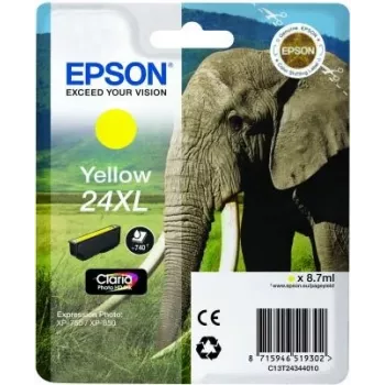 Epson Elephant Singlepack Geltona 24XL Claria Photo HD Ink, Geltonas, Pigmentinis rašalas, 1 vnt.