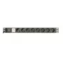 Maitinimo paskirstymo įrenginys GEMBIRD EG-PDU-014-C14, 8 kintamosios srovės lizdai, C14 įvestis, 3 m laidas, 1U, 3680 W, 10 A, aliuminis, juodas