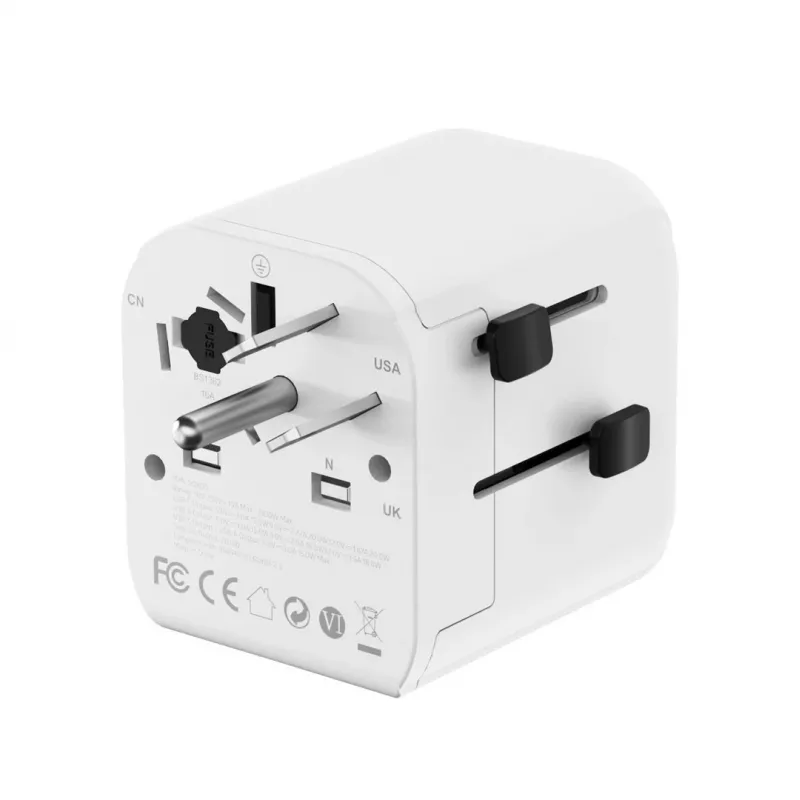 Kelioninis maitinimo adapteris GEMBIRD TPA-EU1A1C20-01-W 20W, USB-A 18W + USB-C 20W, Schuko lizdas, įėjimas 100–250V