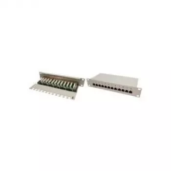 Stalinis pataisų skydelis – pataisų skydelis – CAT 6 – STP – RJ-45 X 12 – pilka, RAL 7035 –