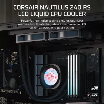 Viską viename skysčio aušintuvas Corsair Nautilus 240 RS LCD 12 cm juodas