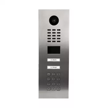 Vaizdo domofonas DoorBird D2102KV — nerūdijančio plieno lauko blokas, IP65, judesio jutiklis 10 m, IR LED, PoE (IEEE 802.3af), 10/100 Mbit/s, 131×383×49,6 mm