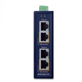 Pramoninis 2 prievadų Gigabit Ethernet jungiklis PLANET IPOE-260-12V