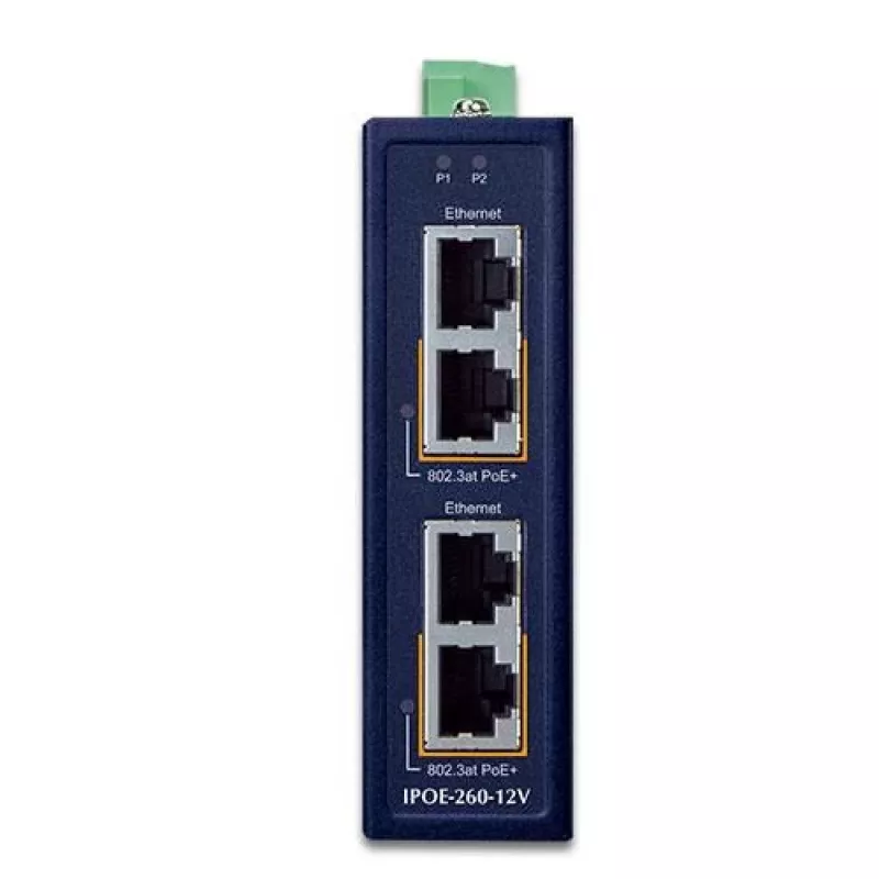 Pramoninis 2 prievadų Gigabit Ethernet jungiklis PLANET IPOE-260-12V