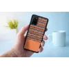 man and wood telefono dėklas Samsung Galaxy S20+ — rudas languotas su juodu apvadu
