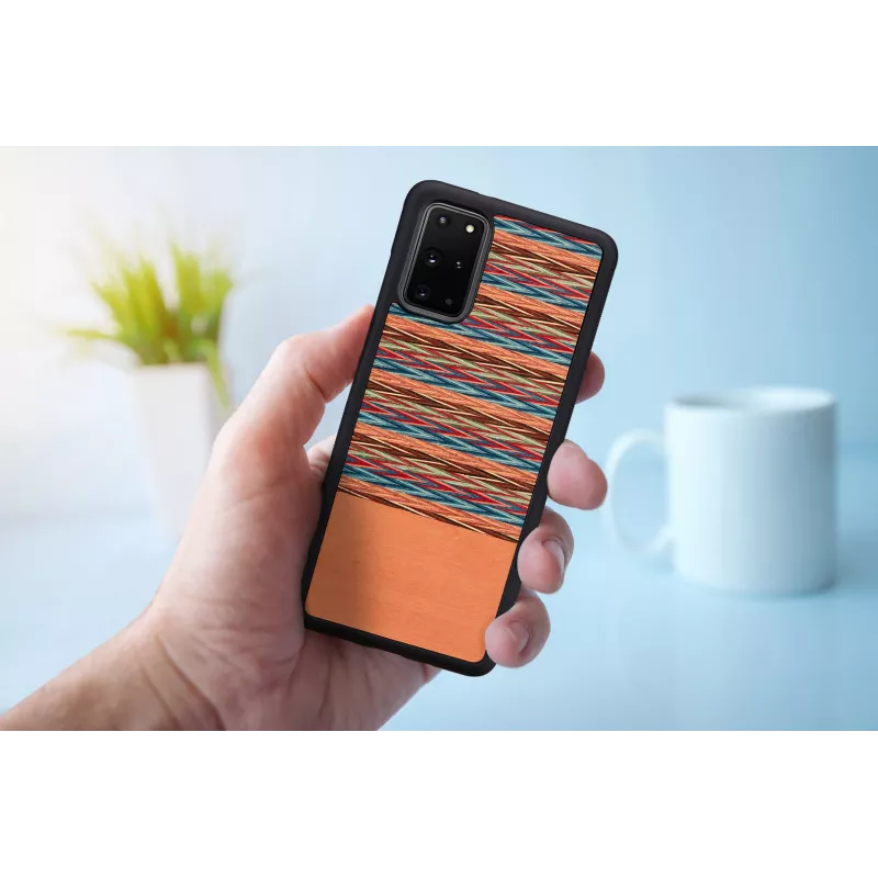 man and wood telefono dėklas Samsung Galaxy S20+ — rudas languotas su juodu apvadu
