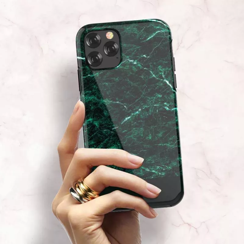 Apsauginis telefono dėklas Devia Marble serija, skirtas iPhone 11 Pro Max — žalias, plonas, kietas apvalkalas