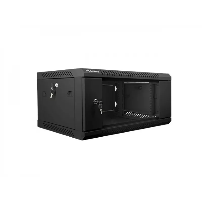 Prie sienos montuojama spinta LANBERG WF01-6404-10B 4U 19 colių 600×450×285 mm IP20 juoda, 60 kg talpa