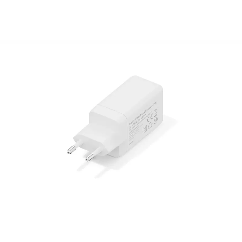 Sieninis įkroviklis DIGITUS DA-10303 67W GaN, 2× USB-C + 1× USB-A, 100–240V, baltas