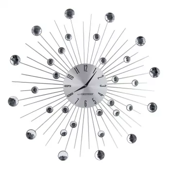 Sieninis laikrodis ESPERANZA EHC002 — mechaninis, apvalus, 50 cm skersmuo, 25 mm gylis, aliuminio rėmas, stiklo gaubtas, nerūdijančio plieno apdaila